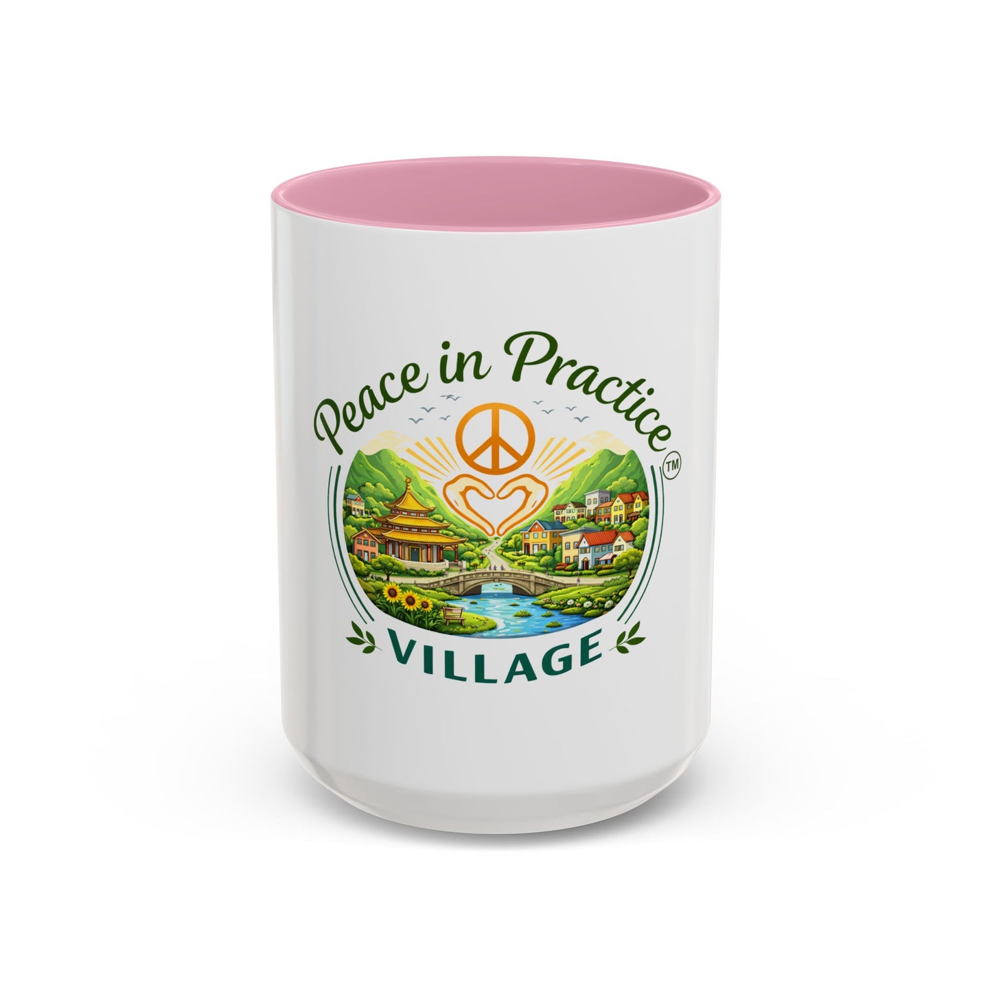 Peace in Practice Village Mug — Colorful 11oz/15oz Ceramic Coffee Cup