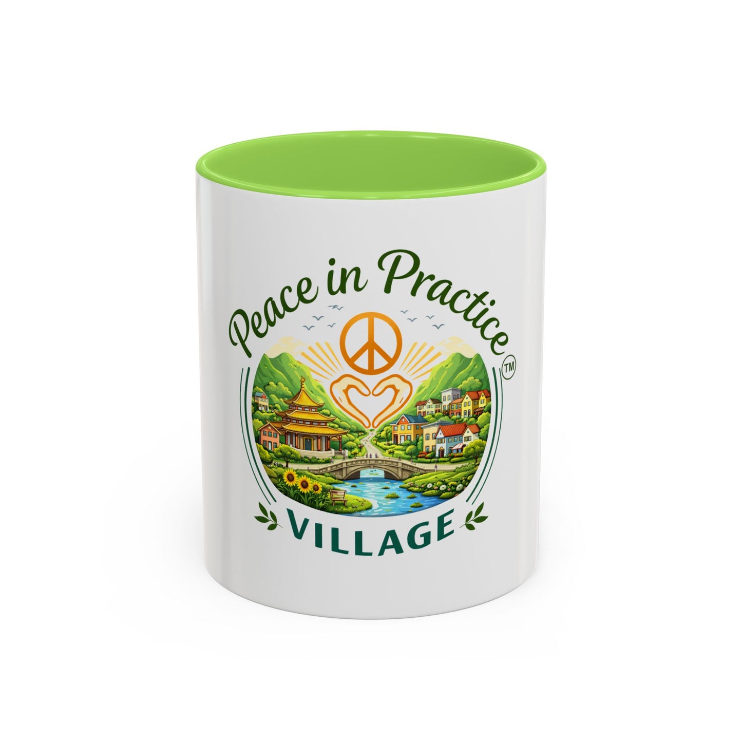 Peace in Practice Village Mug — Colorful 11oz/15oz Ceramic Coffee Cup