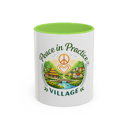 Peace in Practice Village Mug — Colorful 11oz/15oz Ceramic Coffee Cup