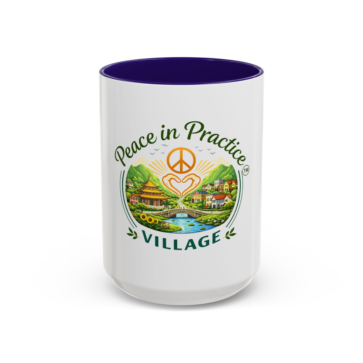 Peace in Practice Village Mug — Colorful 11oz/15oz Ceramic Coffee Cup