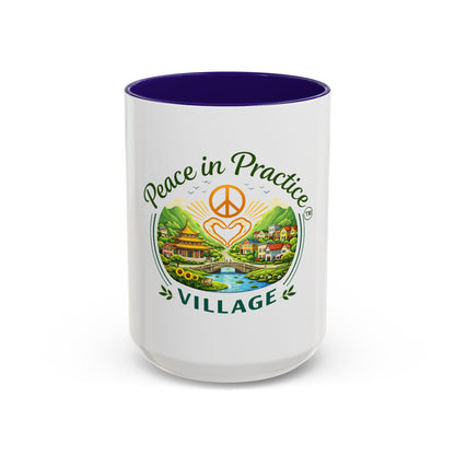 Peace in Practice Village Mug — Colorful 11oz/15oz Ceramic Coffee Cup