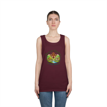 Peace in Practice Village Tank Top – Peace Sign Nature Graphic