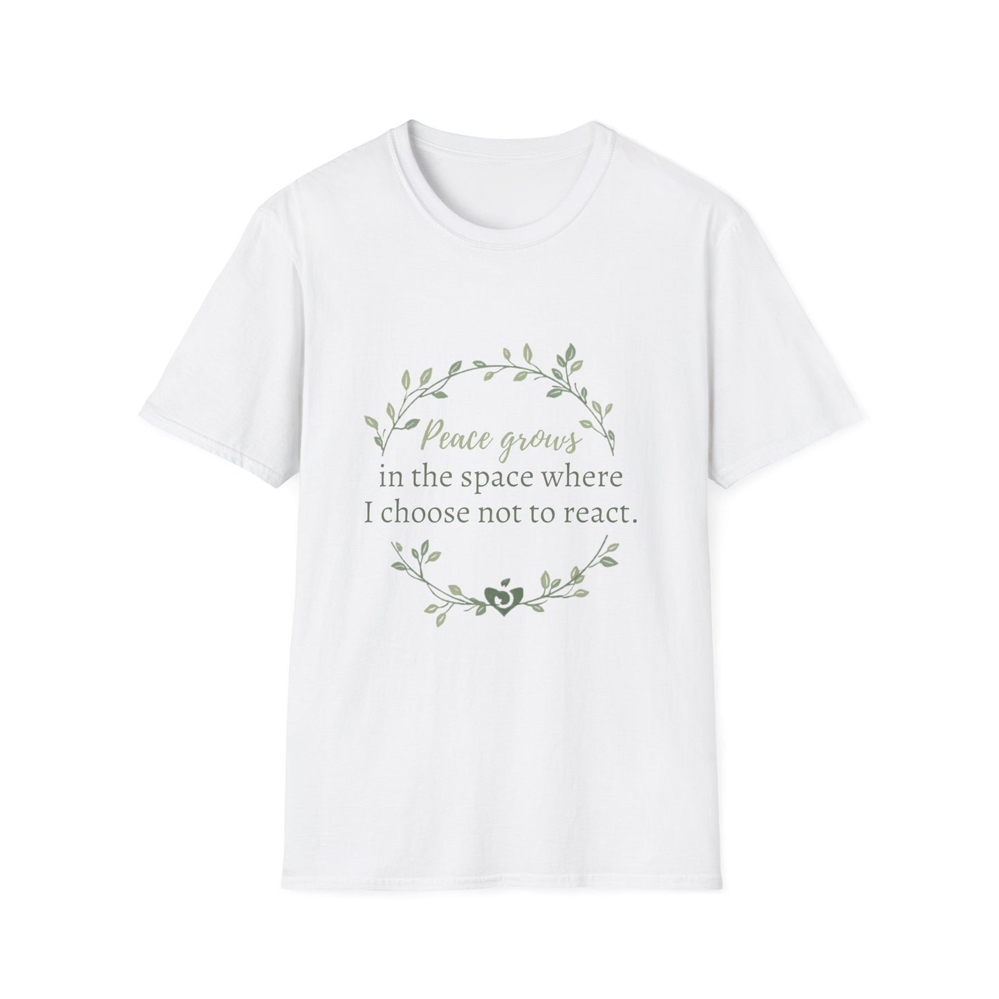 Peace in Practice T-Shirt — "Peace grows in the space where I choose not to react" Floral Graphic Tee