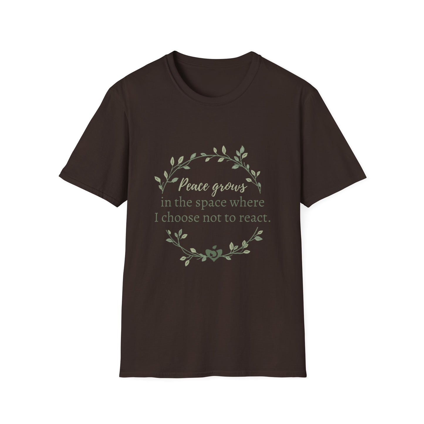 Peace in Practice T-Shirt — "Peace grows in the space where I choose not to react" Floral Graphic Tee