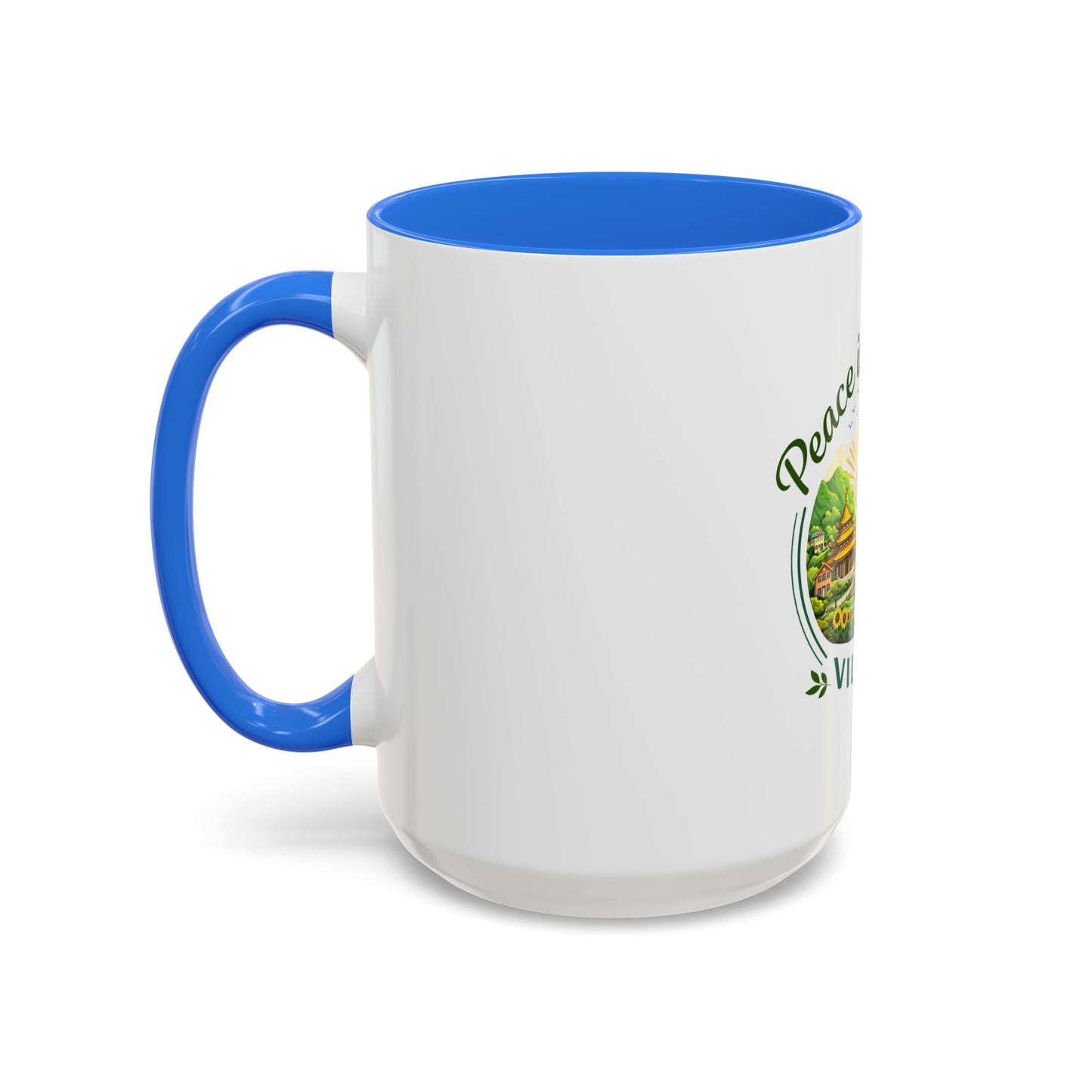 Peace in Practice Village Mug — Colorful 11oz/15oz Ceramic Coffee Cup