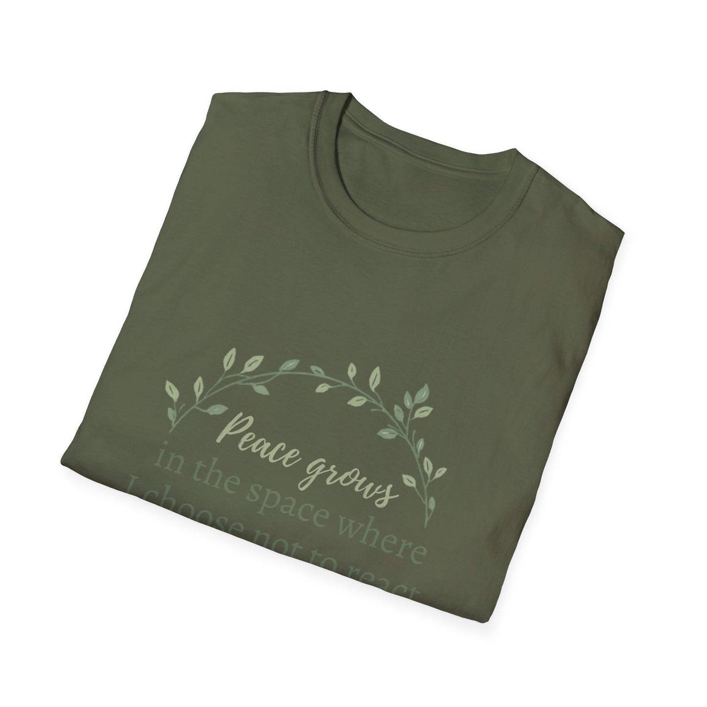 Peace in Practice T-Shirt — "Peace grows in the space where I choose not to react" Floral Graphic Tee
