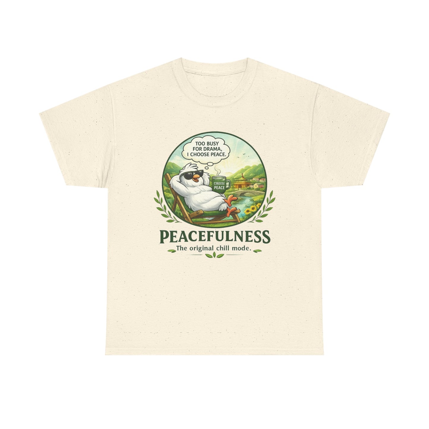 Peacefulness Cat T-Shirt — "You Busy for Drama? I Choose Peace" Relaxed Graphic Tee