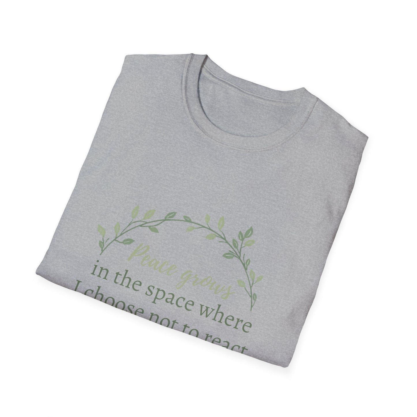 Peace in Practice T-Shirt — "Peace grows in the space where I choose not to react" Floral Graphic Tee