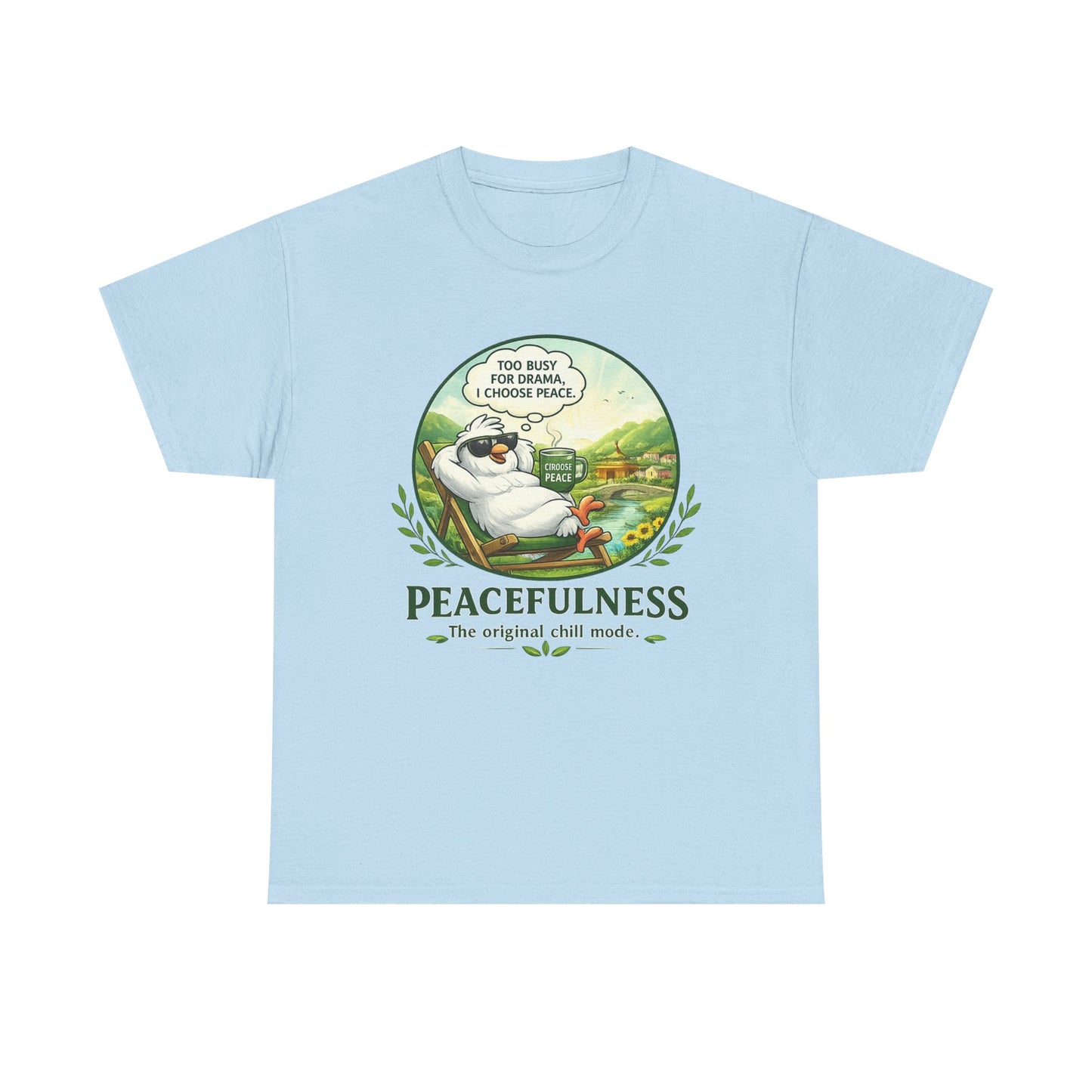 Peacefulness Cat T-Shirt — "You Busy for Drama? I Choose Peace" Relaxed Graphic Tee