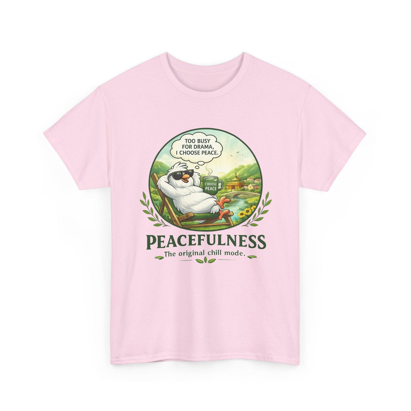 Peacefulness Cat T-Shirt — "You Busy for Drama? I Choose Peace" Relaxed Graphic Tee