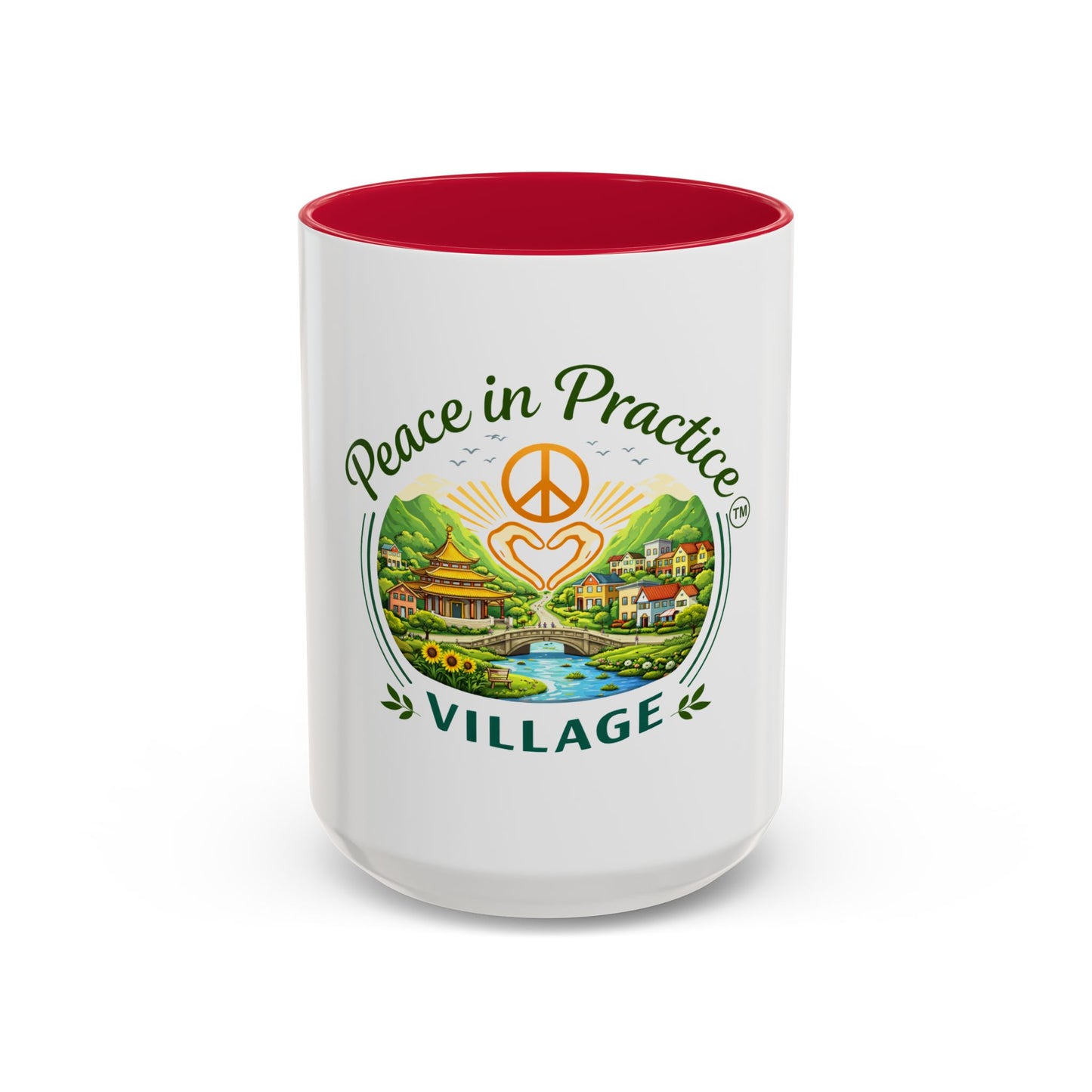 Peace in Practice Village Mug — Colorful 11oz/15oz Ceramic Coffee Cup