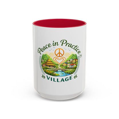 Peace in Practice Village Mug — Colorful 11oz/15oz Ceramic Coffee Cup