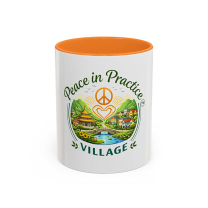 Peace in Practice Village Mug — Colorful 11oz/15oz Ceramic Coffee Cup