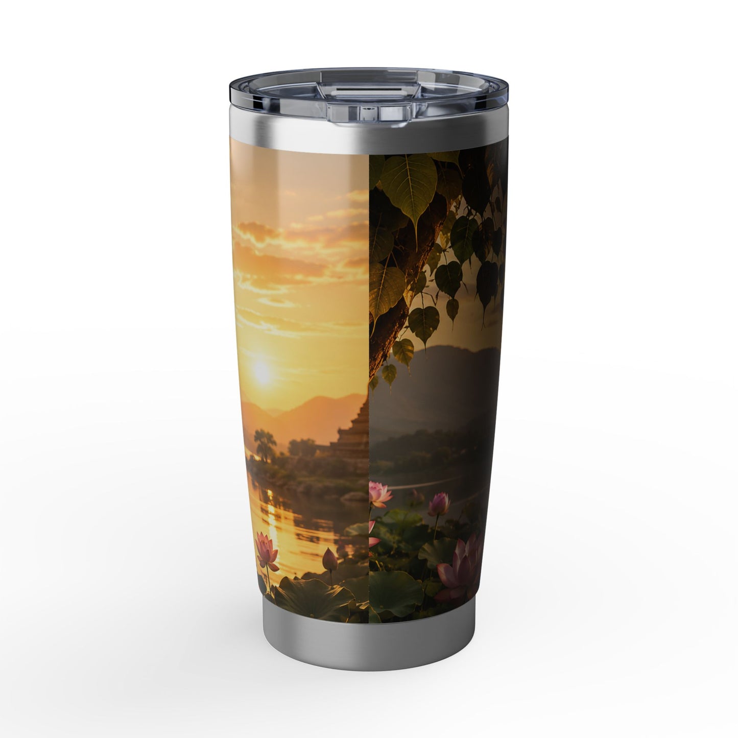 Buddha Sunrise 20oz Tumbler — Travel Mug with Serene Lotus & Meditation Design