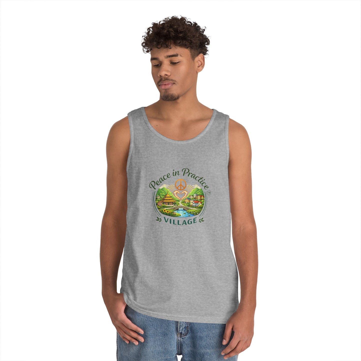 Peace in Practice Village Tank Top – Peace Sign Nature Graphic