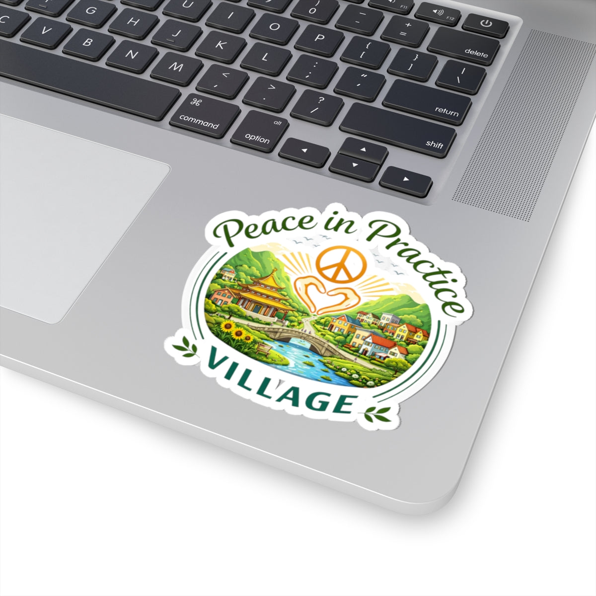 Peace in Practice Village Sticker — Peaceful Countryside Kiss-Cut Vinyl Decal