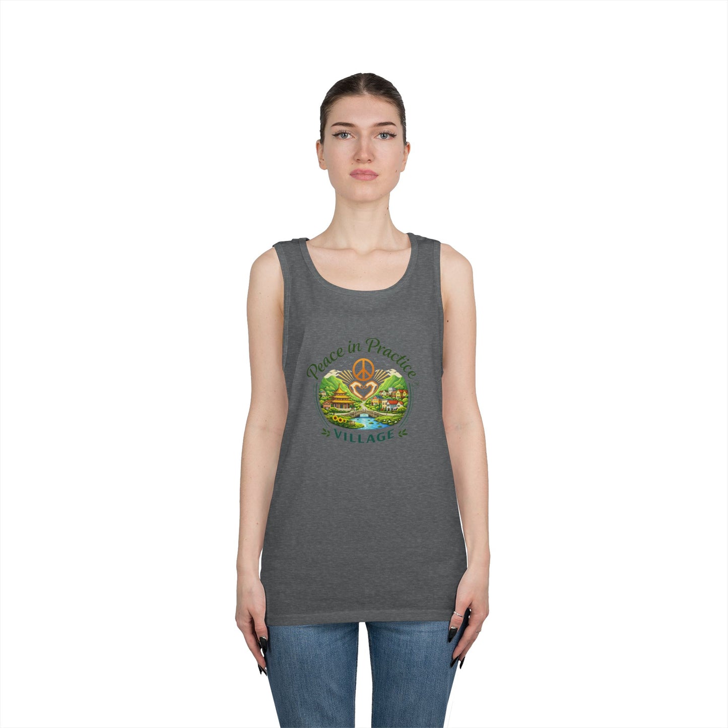 Peace in Practice Village Tank Top – Peace Sign Nature Graphic