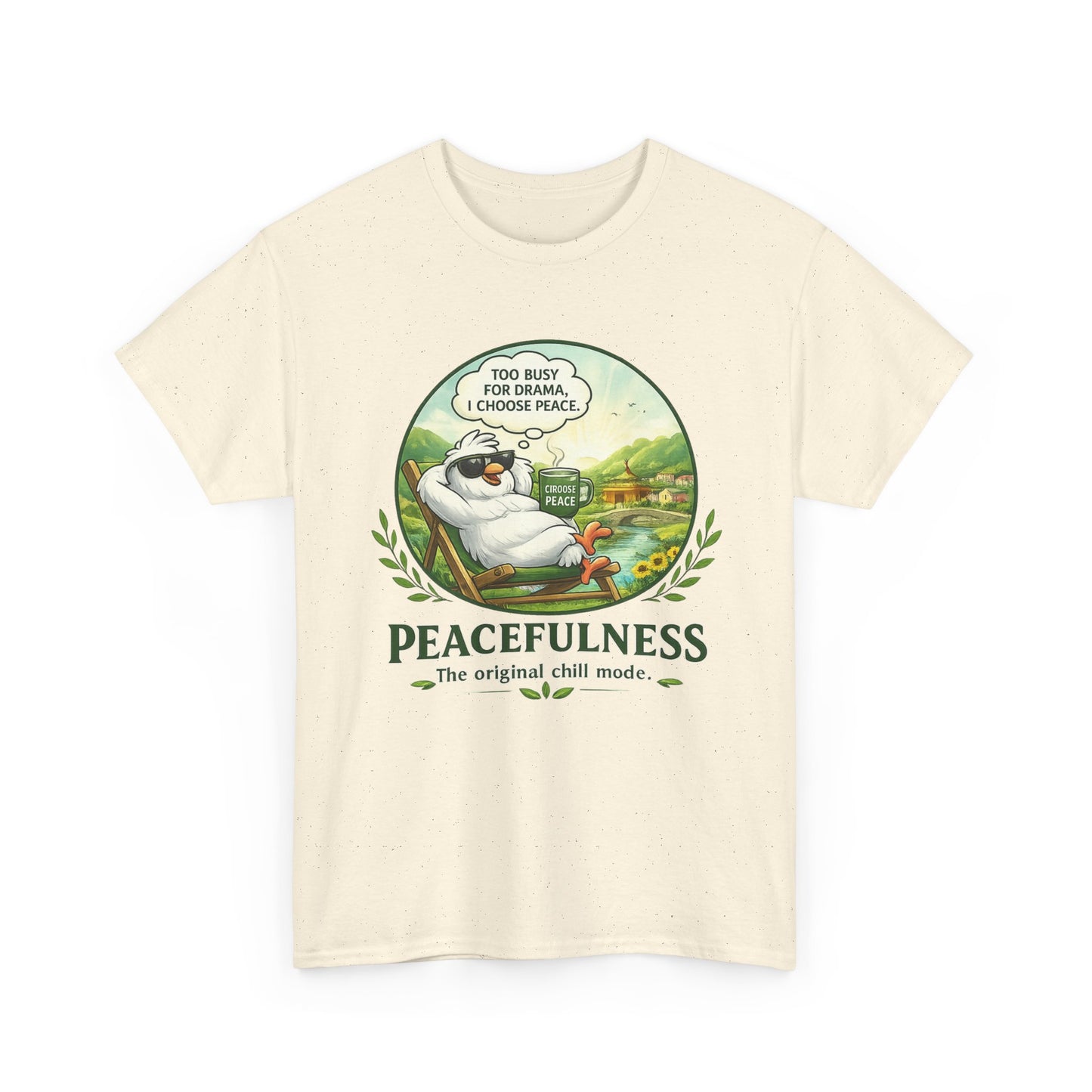 Peacefulness Cat T-Shirt — "You Busy for Drama? I Choose Peace" Relaxed Graphic Tee