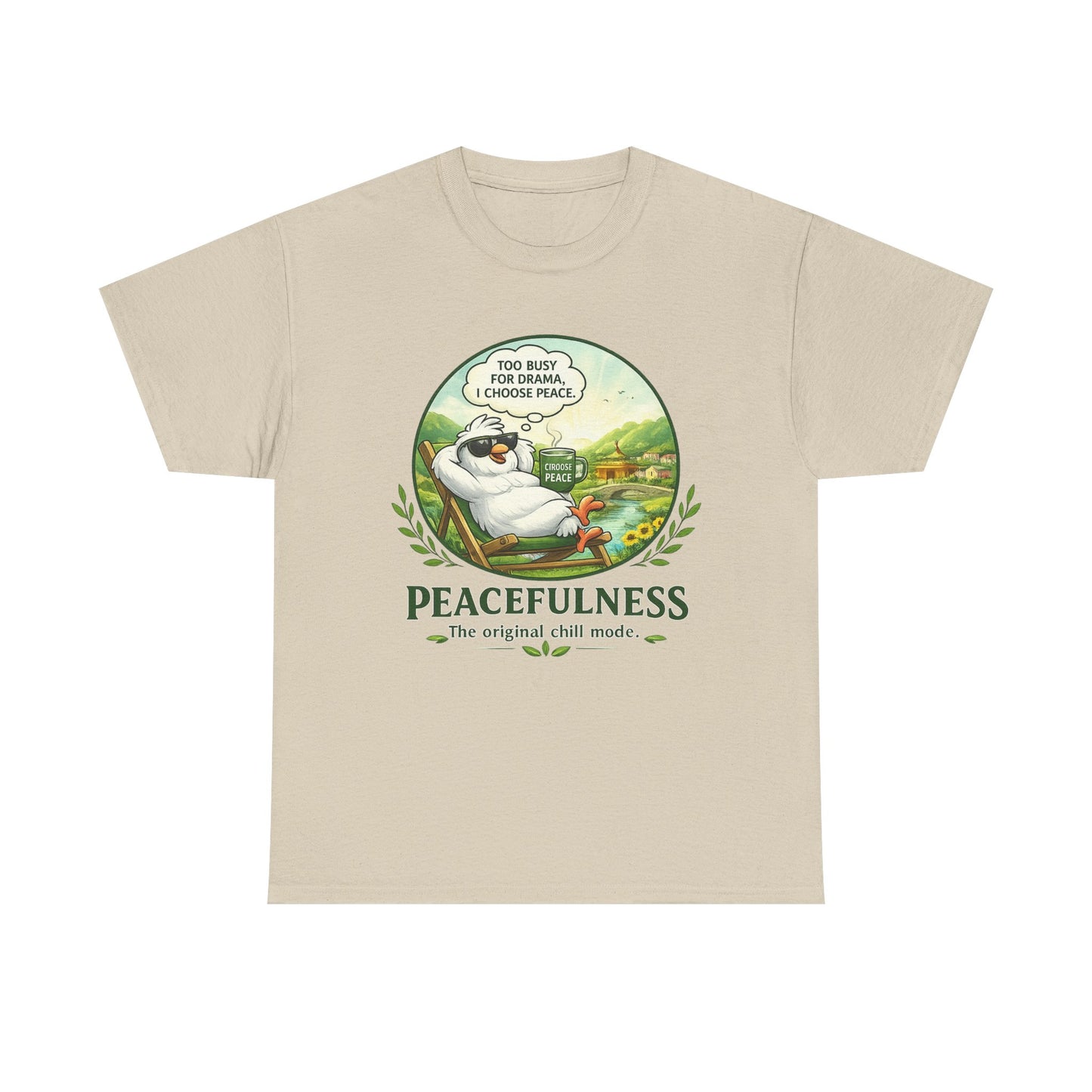 Peacefulness Cat T-Shirt — "You Busy for Drama? I Choose Peace" Relaxed Graphic Tee
