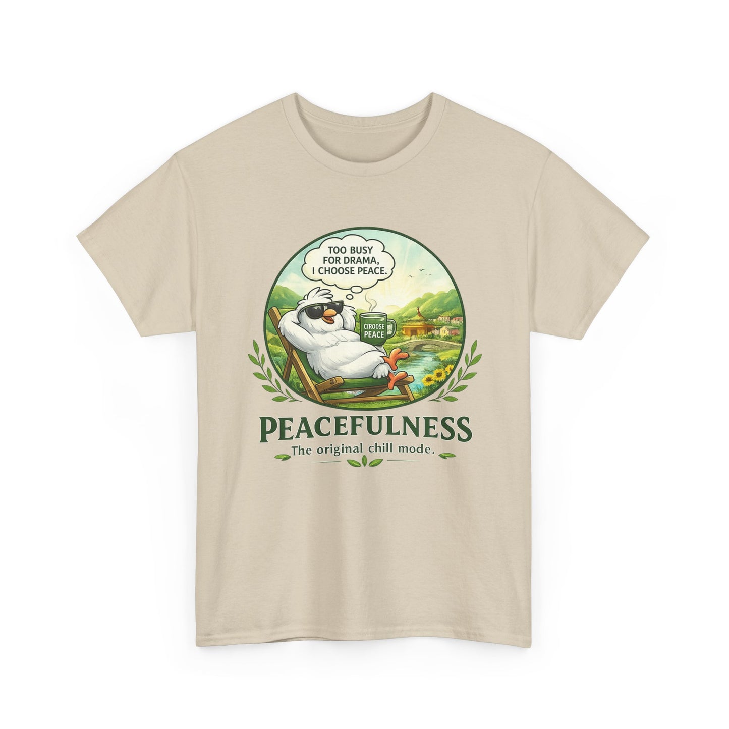 Peacefulness Cat T-Shirt — "You Busy for Drama? I Choose Peace" Relaxed Graphic Tee
