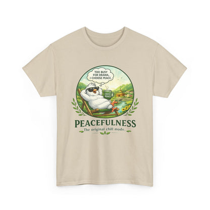 Peacefulness Cat T-Shirt — "You Busy for Drama? I Choose Peace" Relaxed Graphic Tee