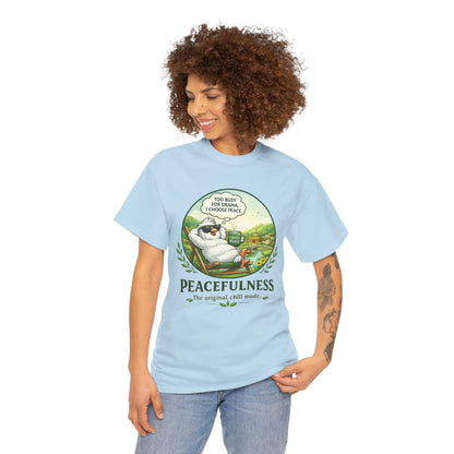 Peacefulness Cat T-Shirt — "You Busy for Drama? I Choose Peace" Relaxed Graphic Tee