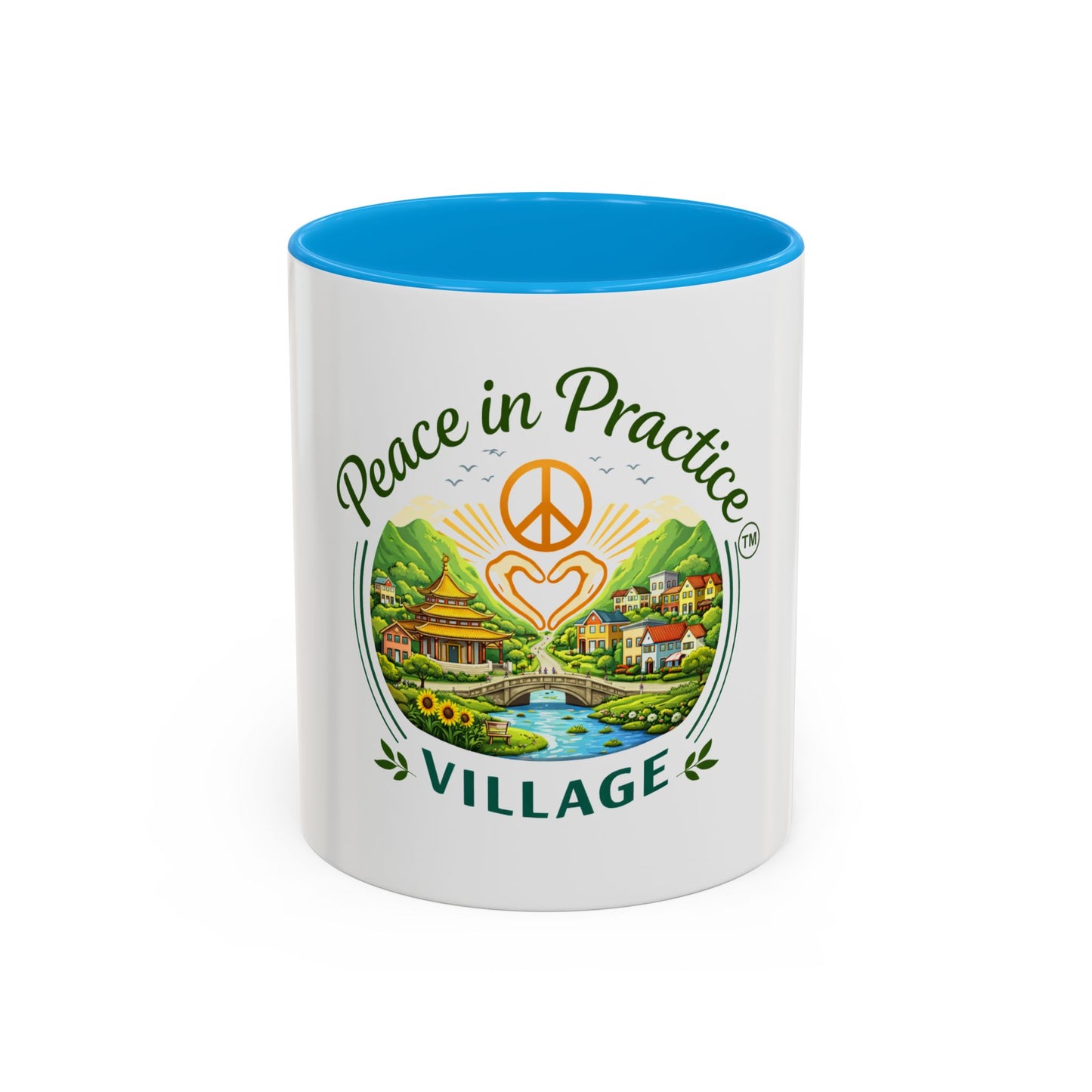 Peace in Practice Village Mug — Colorful 11oz/15oz Ceramic Coffee Cup