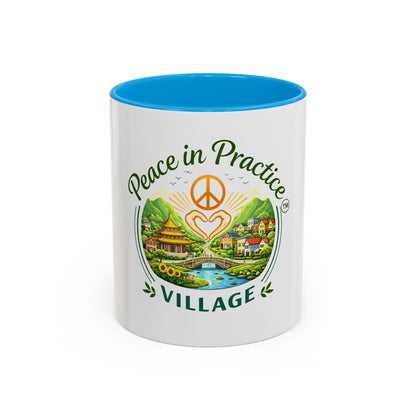 Peace in Practice Village Mug — Colorful 11oz/15oz Ceramic Coffee Cup