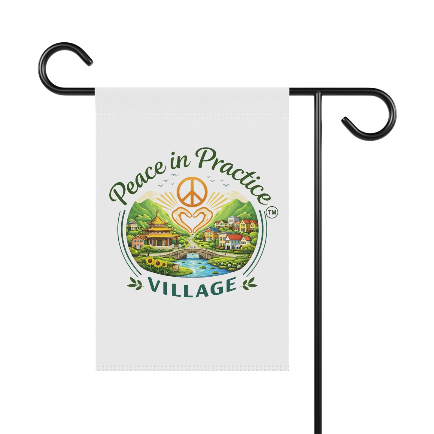 Peace in Practice Village Garden Flag — Decorative Outdoor House Banner