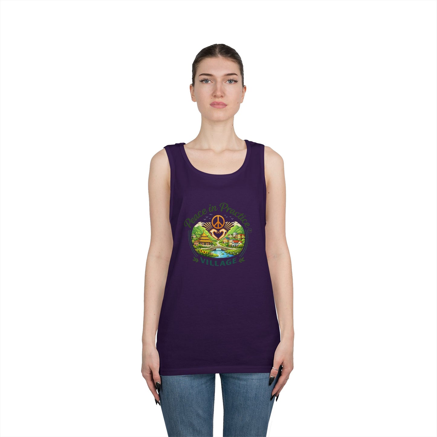 Peace in Practice Village Tank Top – Peace Sign Nature Graphic