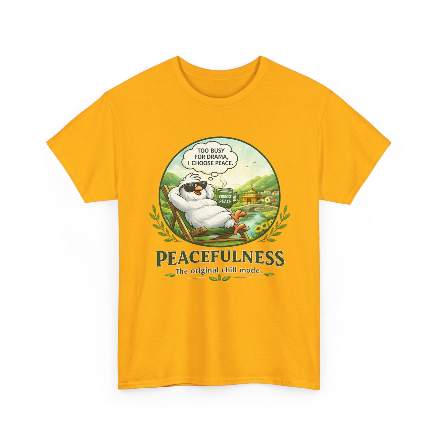 Peacefulness Cat T-Shirt — "You Busy for Drama? I Choose Peace" Relaxed Graphic Tee