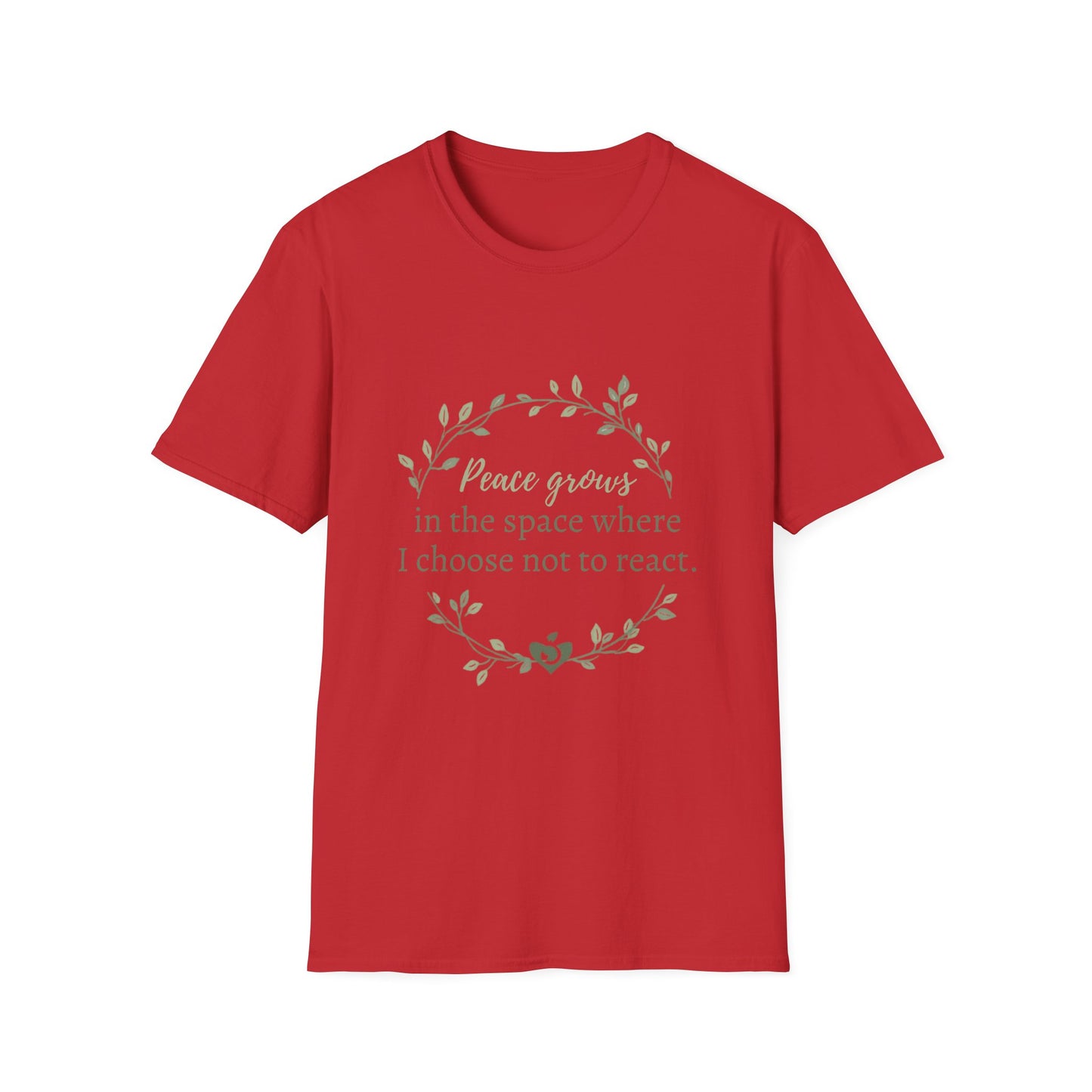 Peace in Practice T-Shirt — "Peace grows in the space where I choose not to react" Floral Graphic Tee