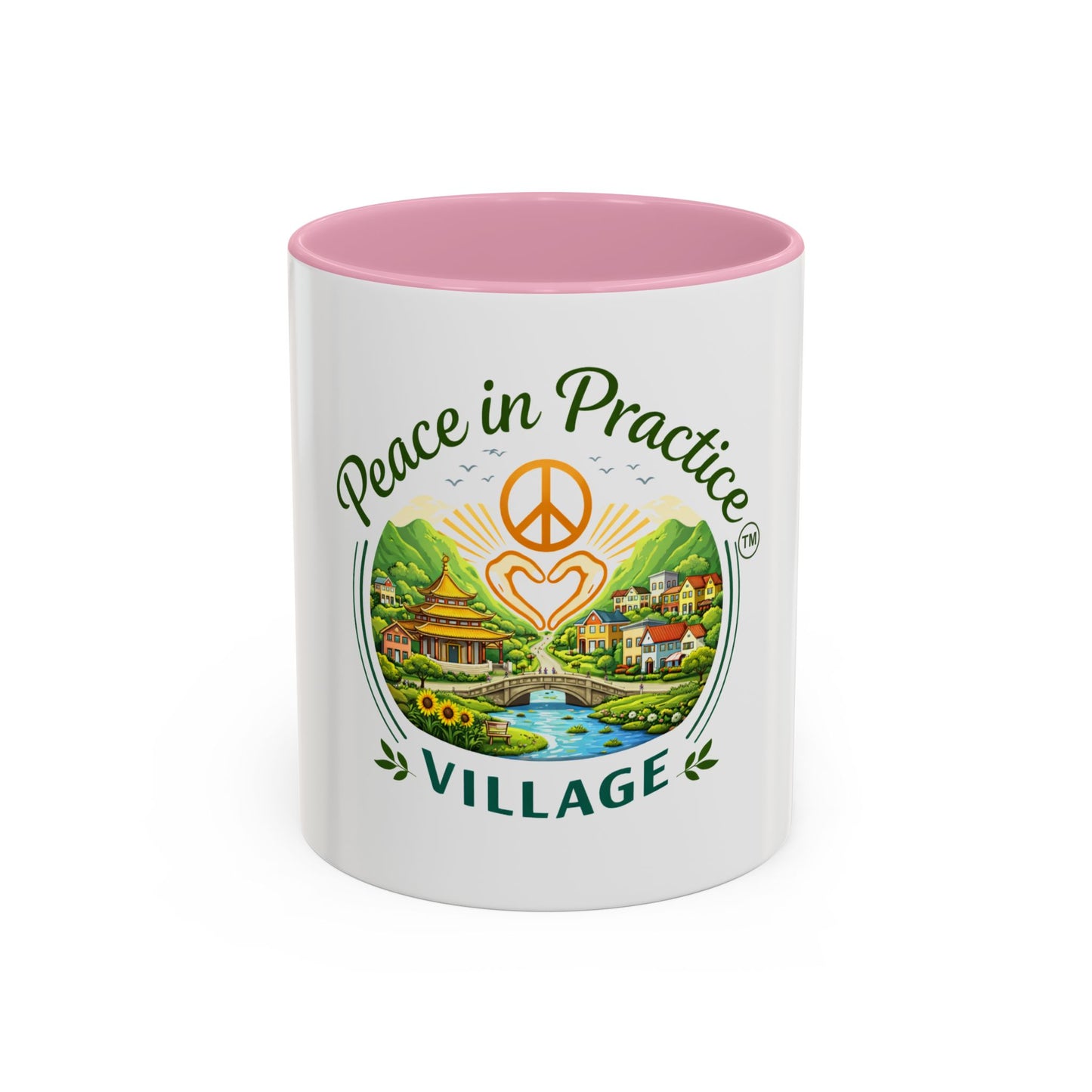 Peace in Practice Village Mug — Colorful 11oz/15oz Ceramic Coffee Cup