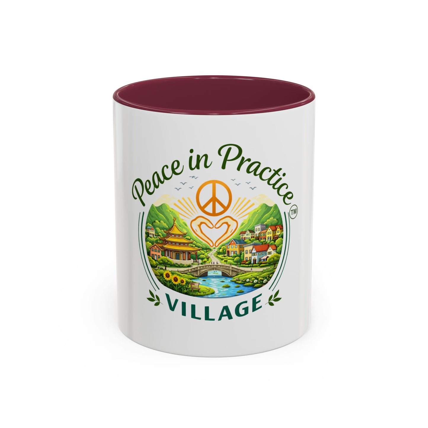 Peace in Practice Village Mug — Colorful 11oz/15oz Ceramic Coffee Cup