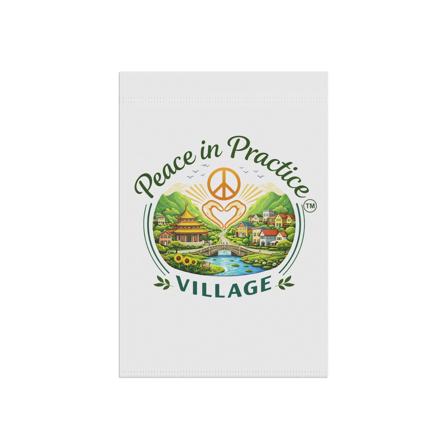 Peace in Practice Village Garden Flag — Decorative Outdoor House Banner