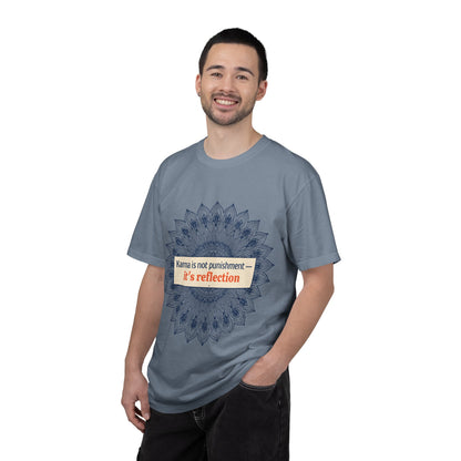 T-Shirt — 'Karma Is Not Punishment, It’s Reflection' Mandala Tee (Peace in Practice Village)