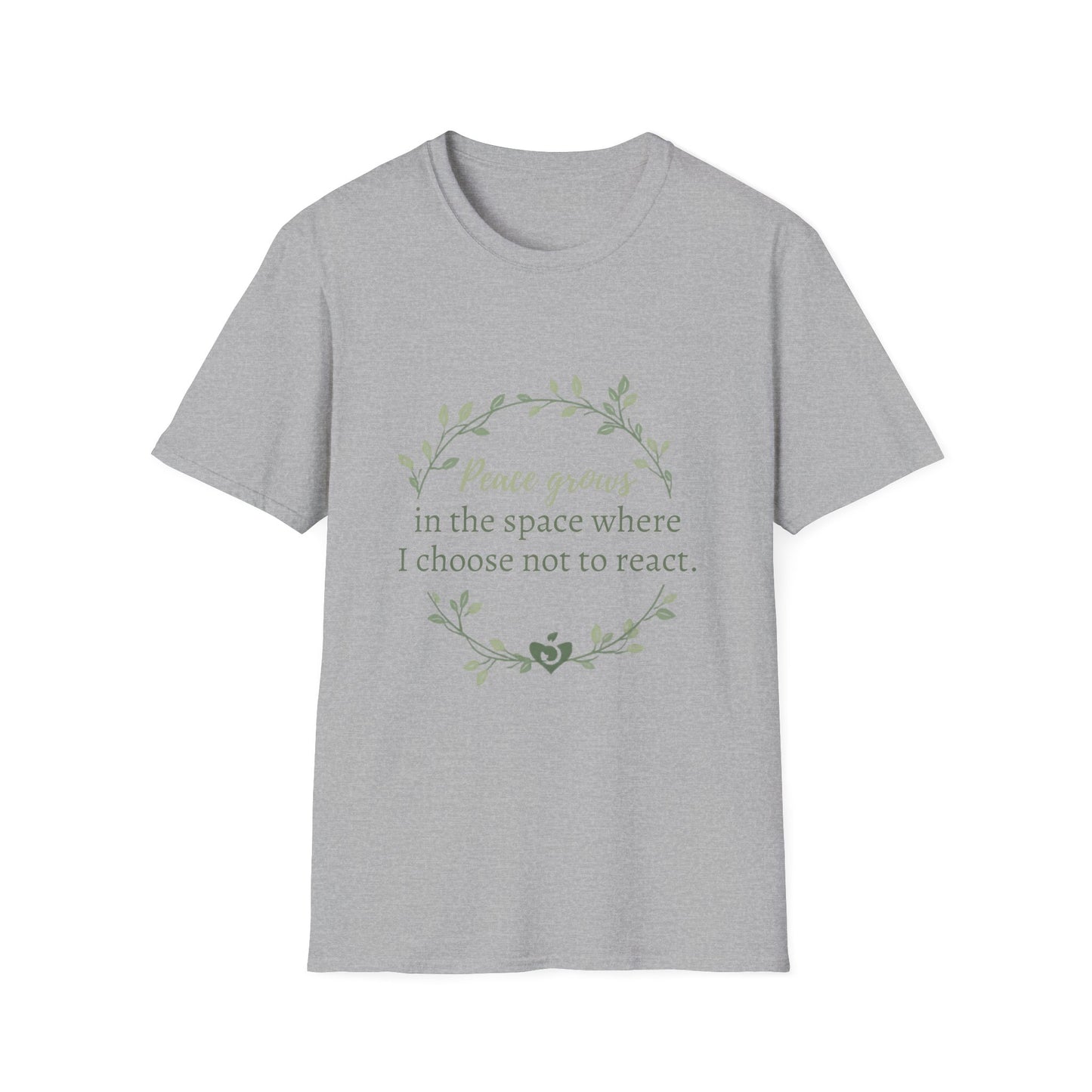 Peace in Practice T-Shirt — "Peace grows in the space where I choose not to react" Floral Graphic Tee