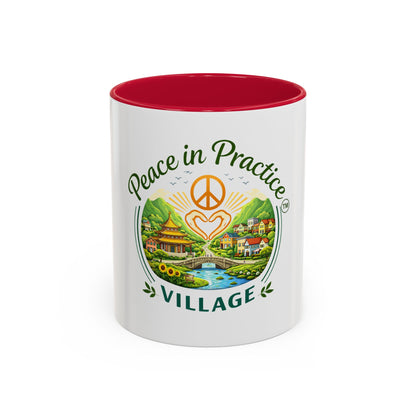 Peace in Practice Village Mug — Colorful 11oz/15oz Ceramic Coffee Cup