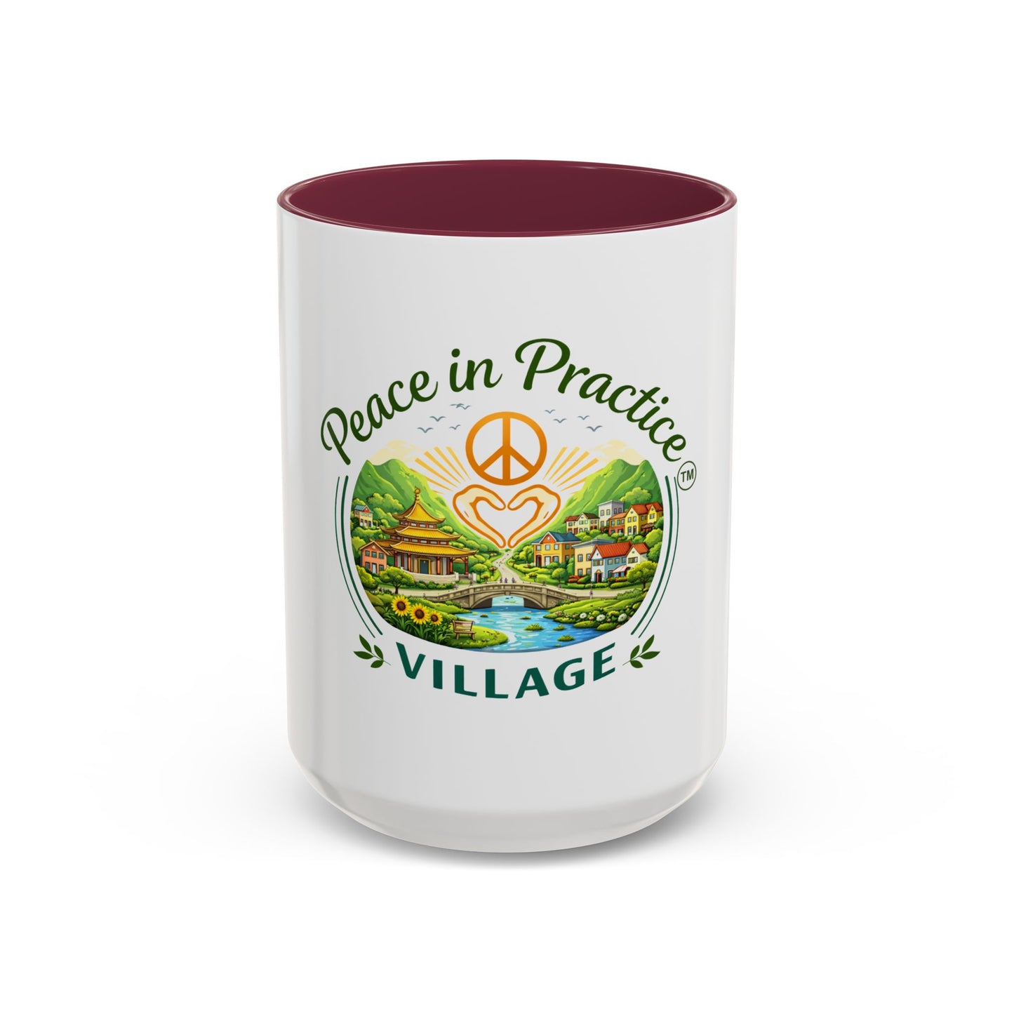 Peace in Practice Village Mug — Colorful 11oz/15oz Ceramic Coffee Cup
